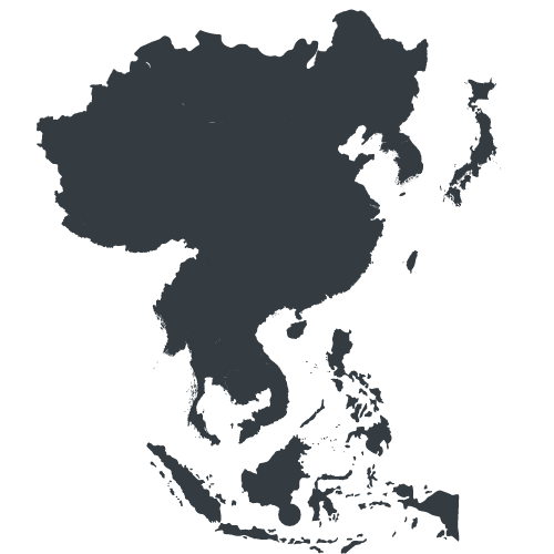 Asian countries in blue